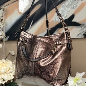 Coach Leather Medium Shoulder Bag - Pewter